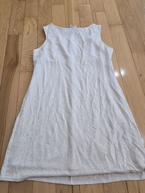 Vtg Jalate White Pointelle Knit Shift Mini Dress